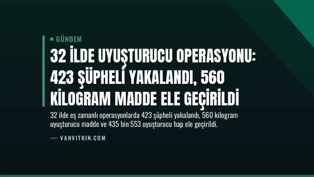 32 İlde Uyuşturucu Operasyonu: 423 Şüpheli Yakalandı, 560 Kilogram Madde Ele Geçirildi
