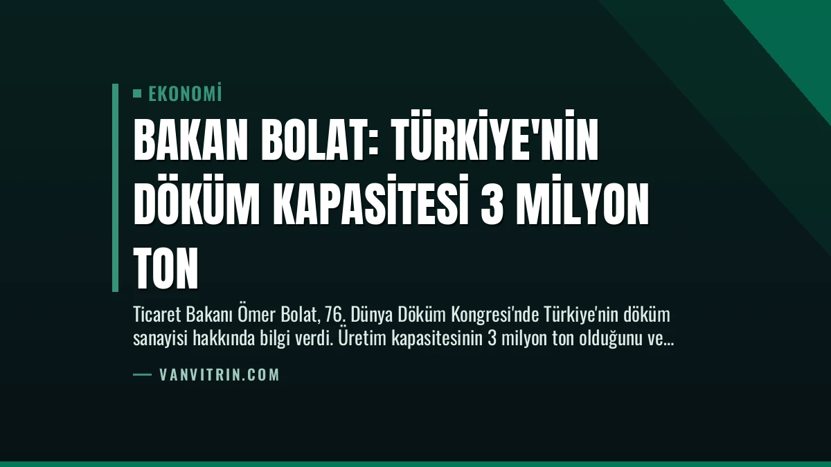 Bakan Bolat: Türkiye’nin Döküm Kapasitesi 3 Milyon Ton