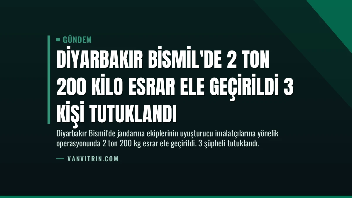 Diyarbakır Bismil’de 2 Ton 200 Kilo Esrar Ele Geçirildi 3 Kişi Tutuklandı