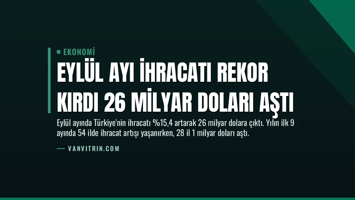 Eylül Ayı İhracatı Rekor Kırdı 26 Milyar Doları Aştı